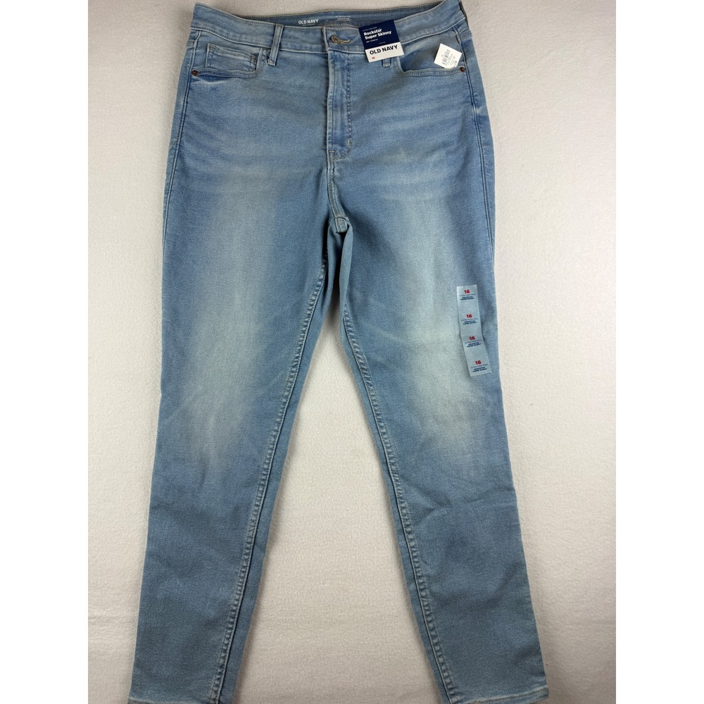 Old Navy Rockstar Super Skinny Extra High Rise 360 Stretch Jeans Light Wash 16